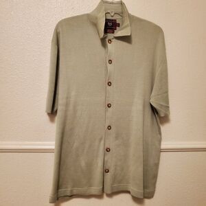 Byron Nelson Eleven Straight 100% Silk Short Sleeve button down Size XL